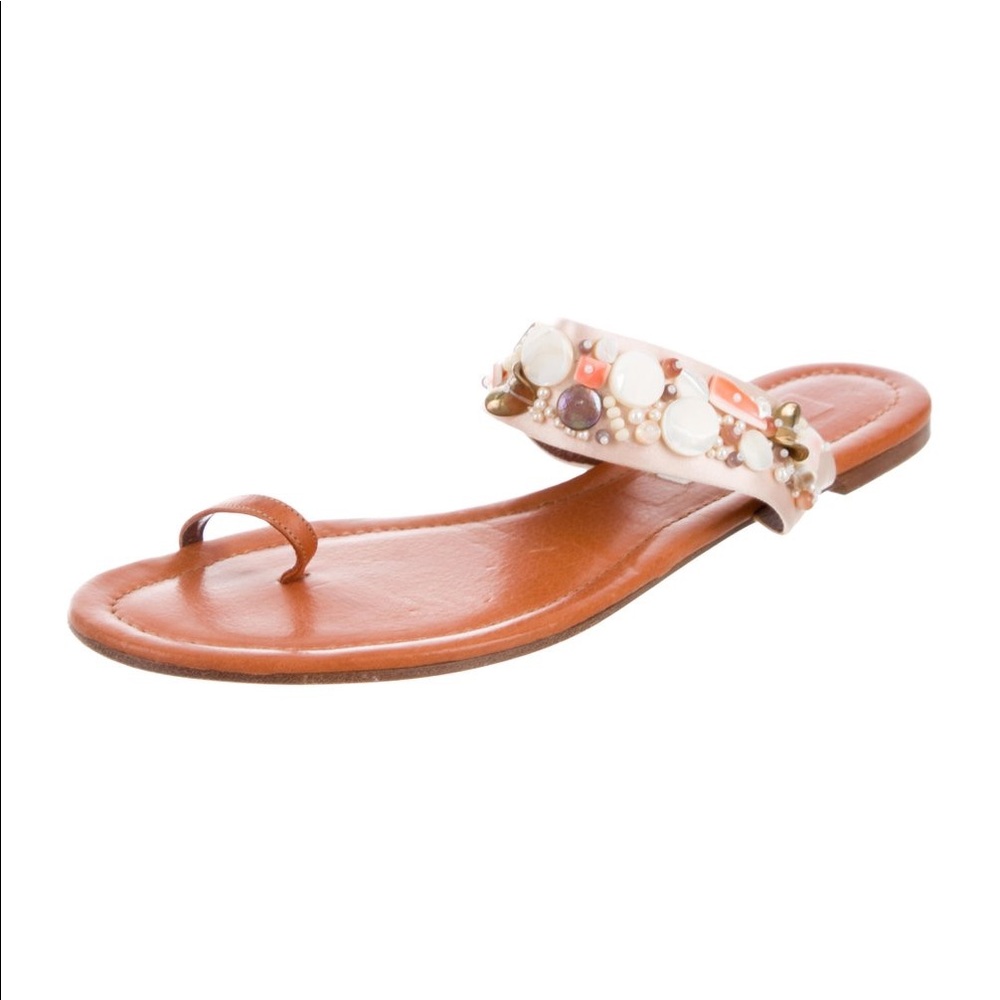 💯 Oscar de la Renta beaded satin sandals - EUC